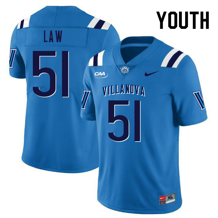 Youth #51 Dale Law Villanova Wildcats College Football Jerseys Stitched Sale-Light Blue